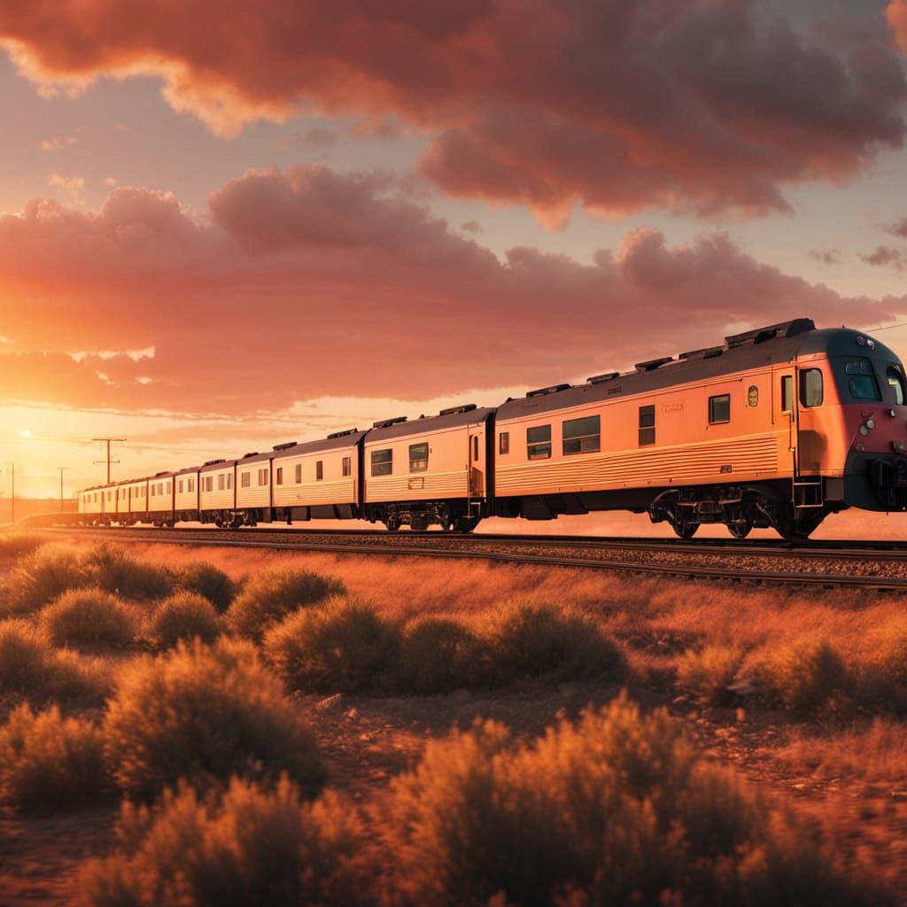 Sunset Train: Cinematic Motion in Golden Light