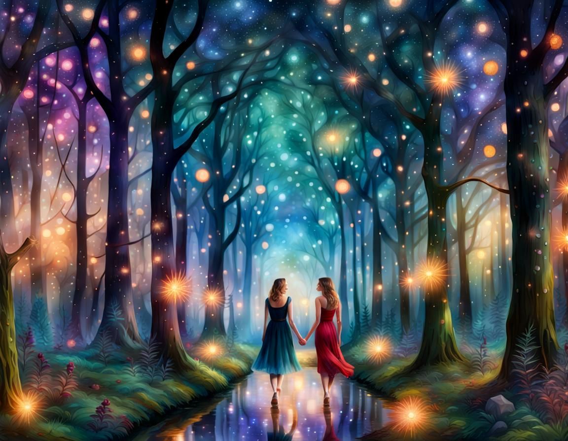 Enchanted Evening Forest Stroll in Hyperrealism