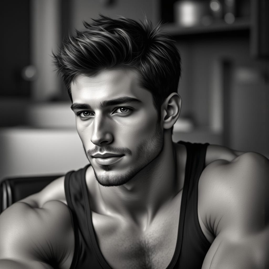 Chiseled Portuguese Man with Confident Brown Eyes