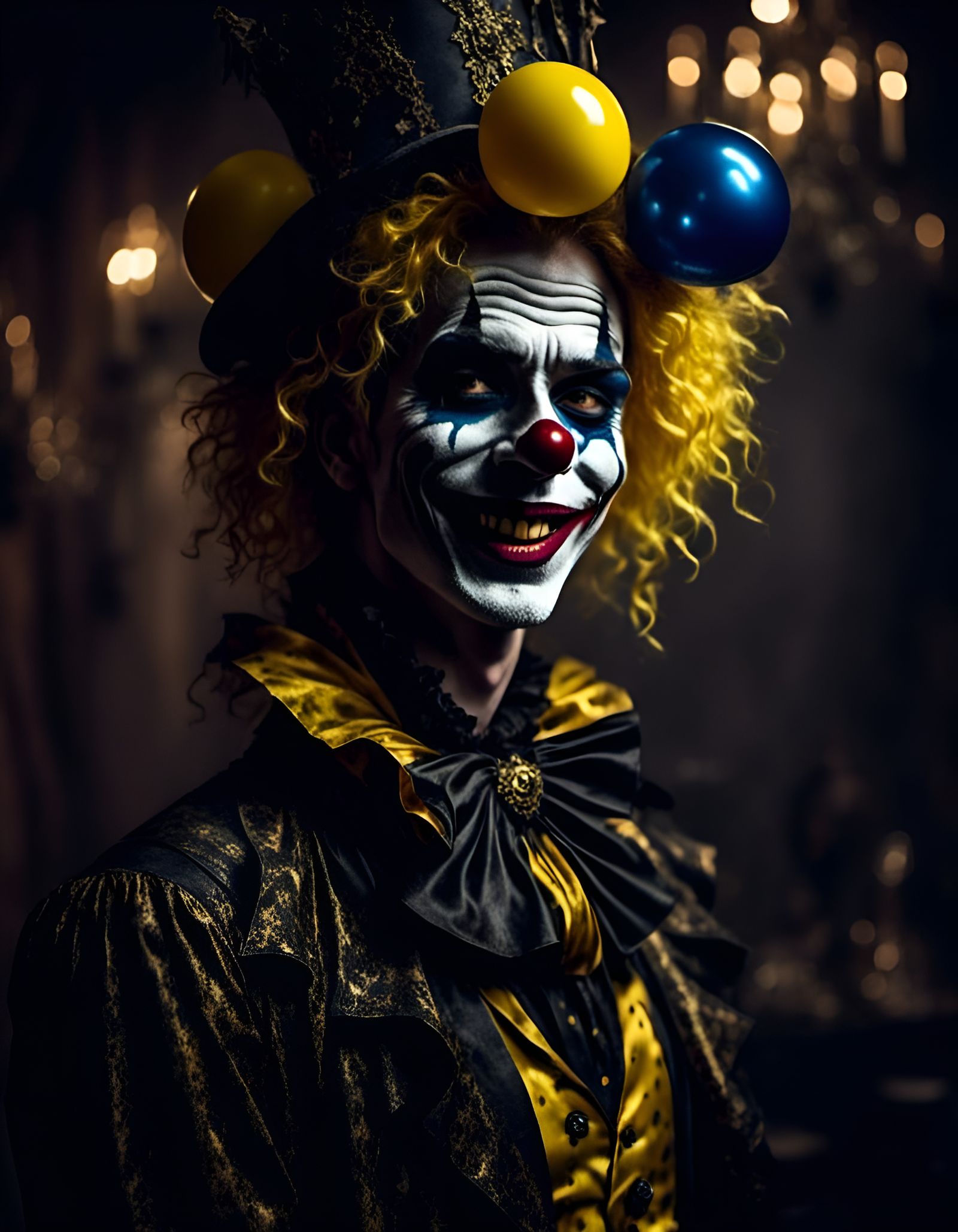 Futuristic Clown in Indigo and Yellow