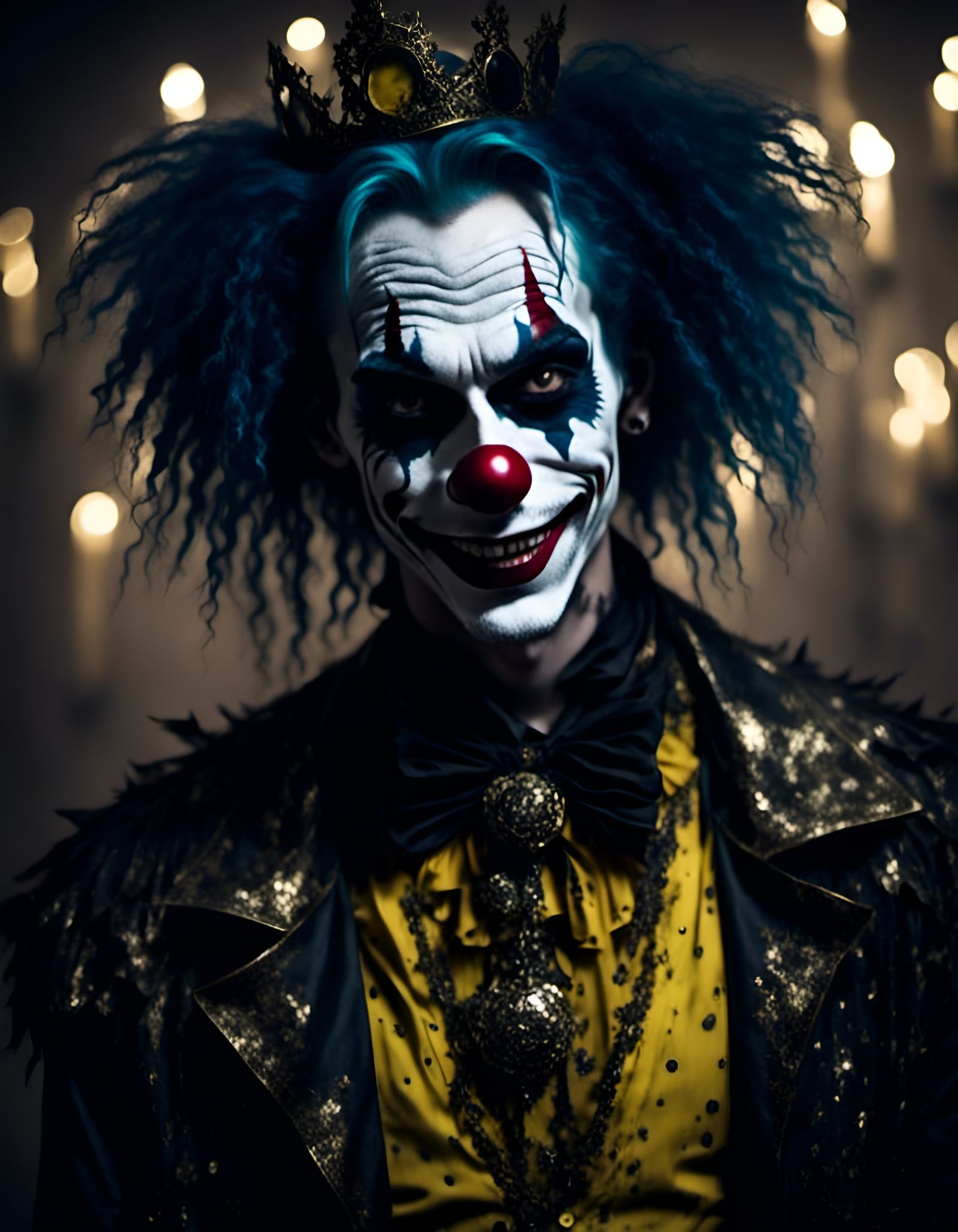 Radiant Hollow Clown in Futuristic Photograph