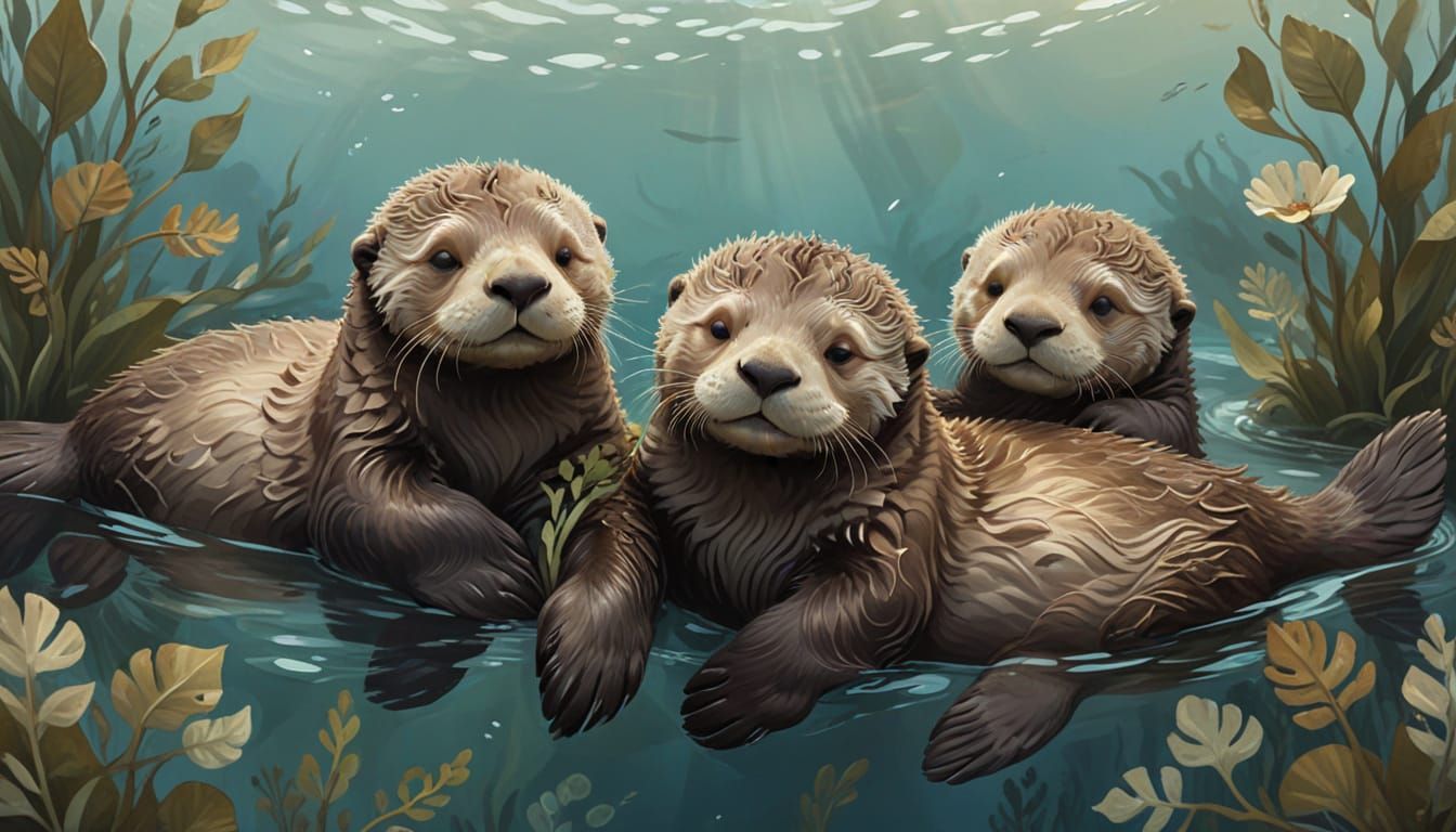 Adorable Sea Otters Hold Hands While Sleeping in Kelp Forest