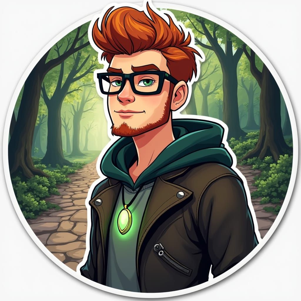 Stylized Portrait of a Half-Elven Man in Fantasy Landscape