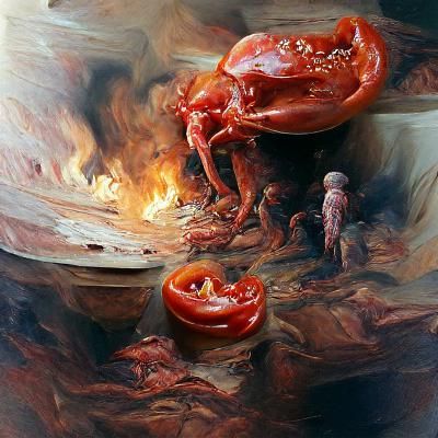 Infernal Landscape in Oil Painting Style