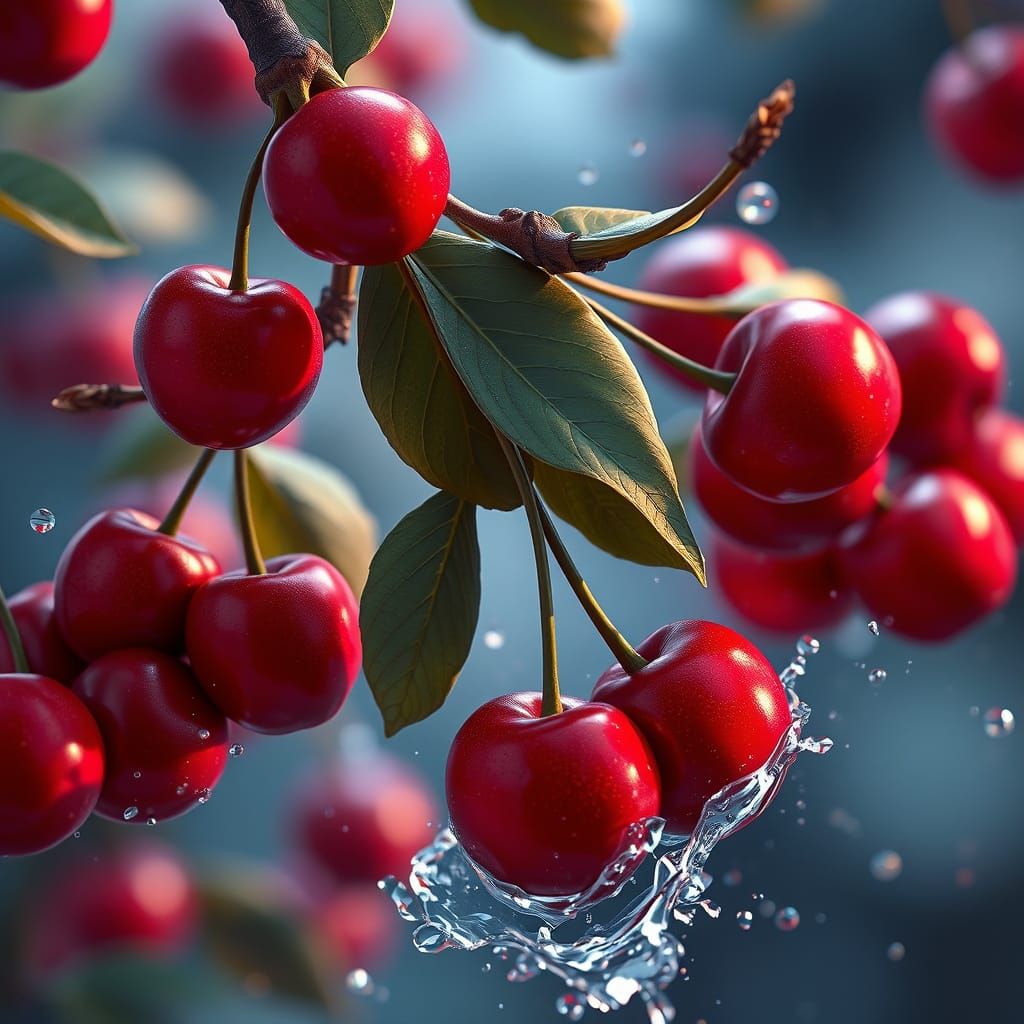 Fantastical Cherries in Detailed Matte Painting
