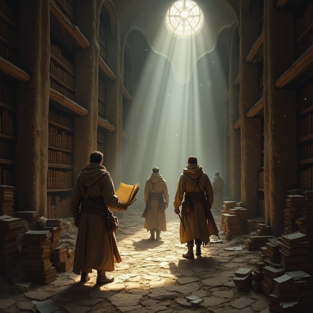 Adventurers Discover Hidden Library with Ancient Books