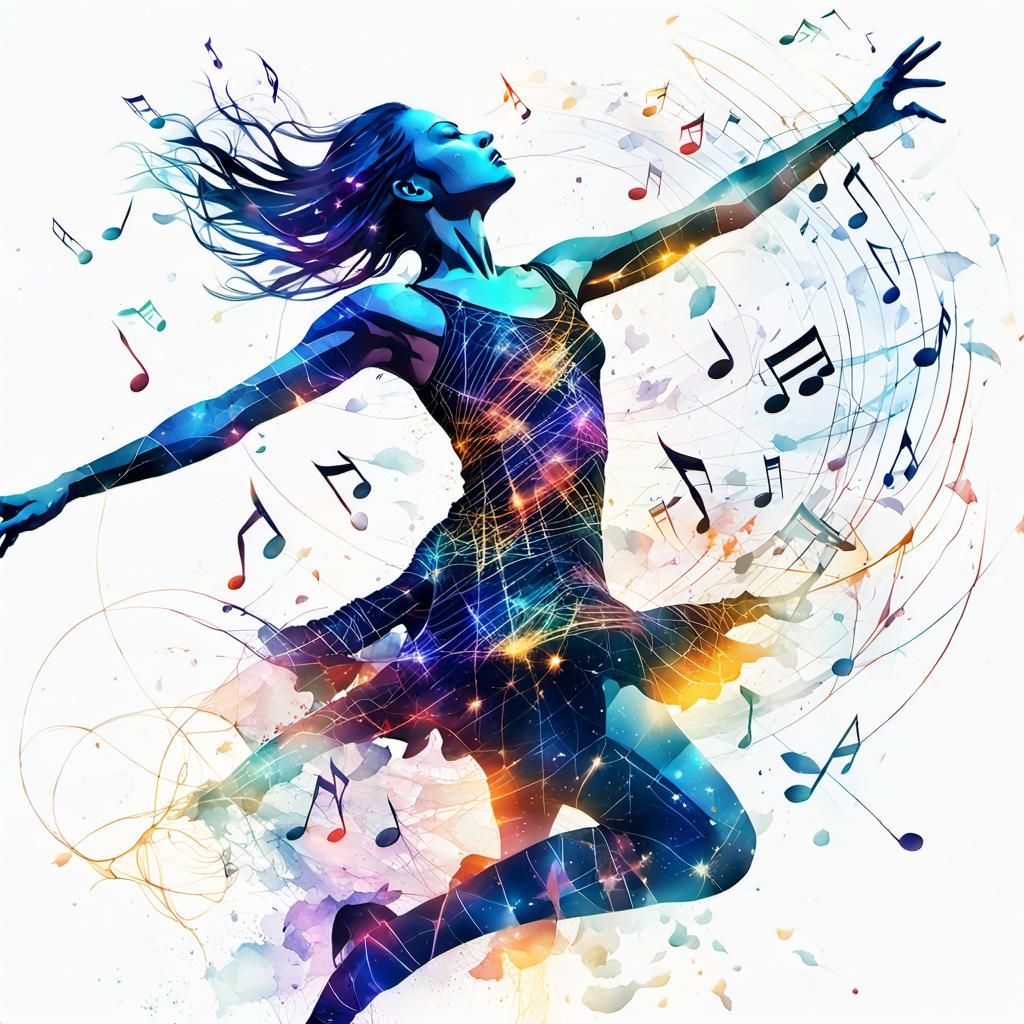 Electric Dancer in Stylized Watercolor Art