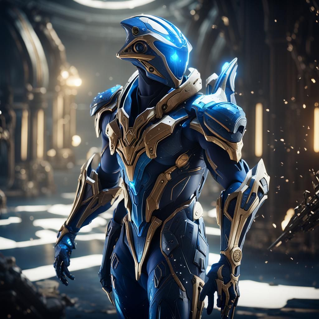 Sapphire Warframe in 3D Cinematic Style