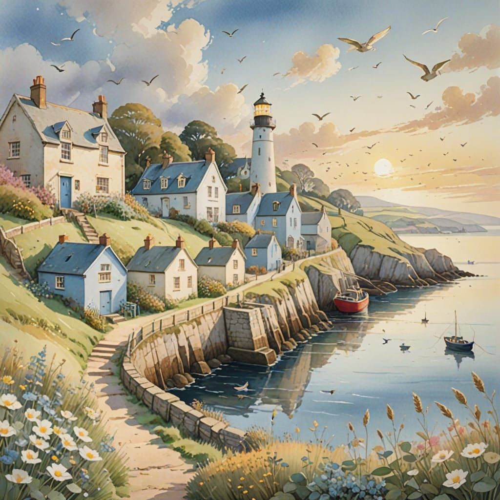 Whimsical British Seaside Harbour in Cornwall