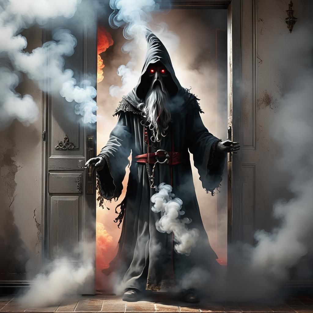 Wizard Emerges from Smoke in Hyper-Realistic 3D