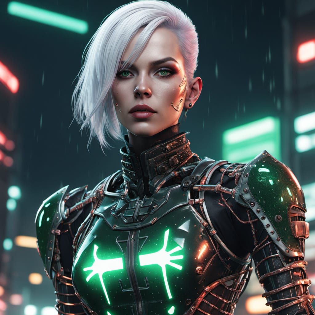 Cyberpunk Goddess in Cthulhu Nightmare Landscape