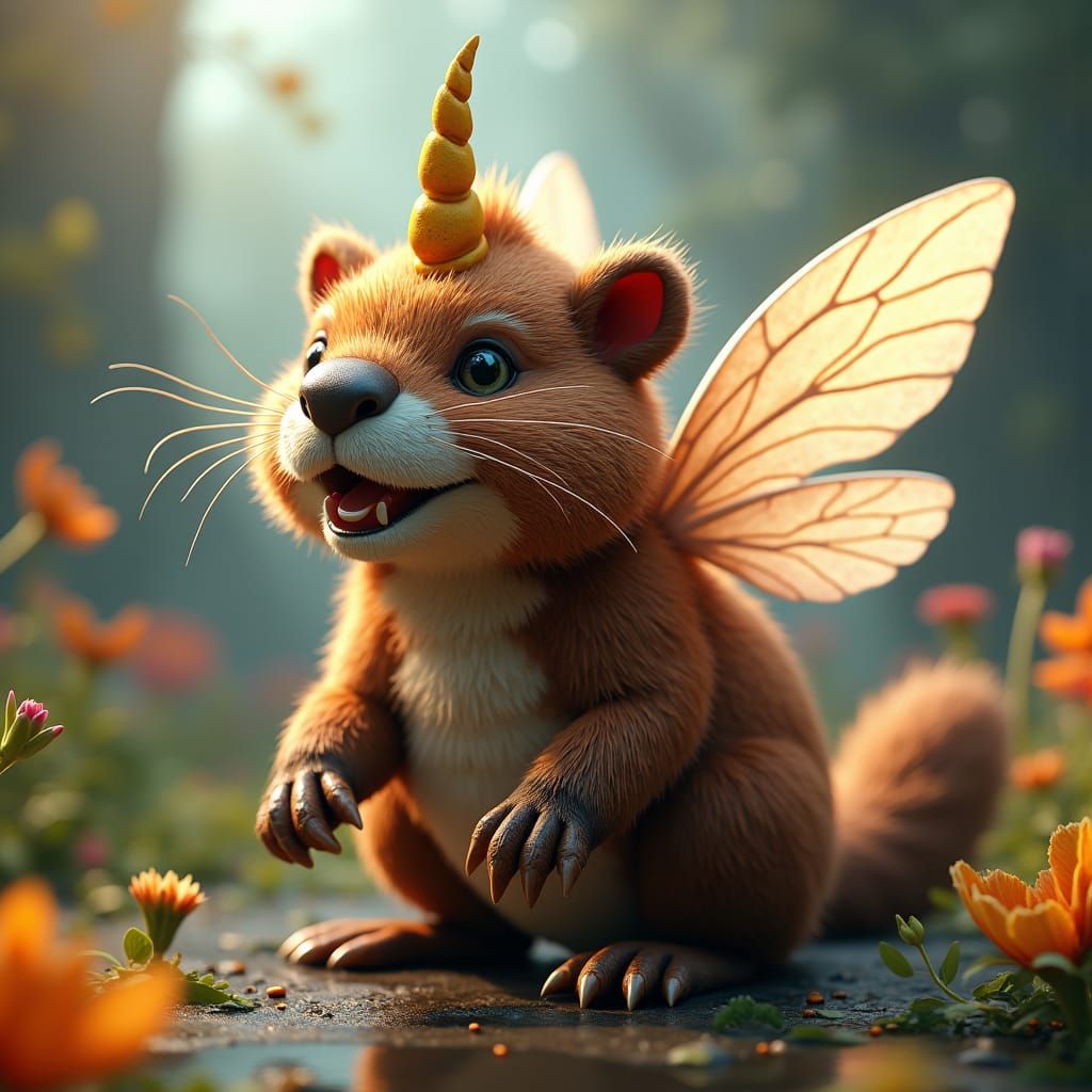 Magical Cub with Chicken Feet and Bee Wings