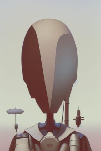 Droid Head Concept Art in Science Fiction Style