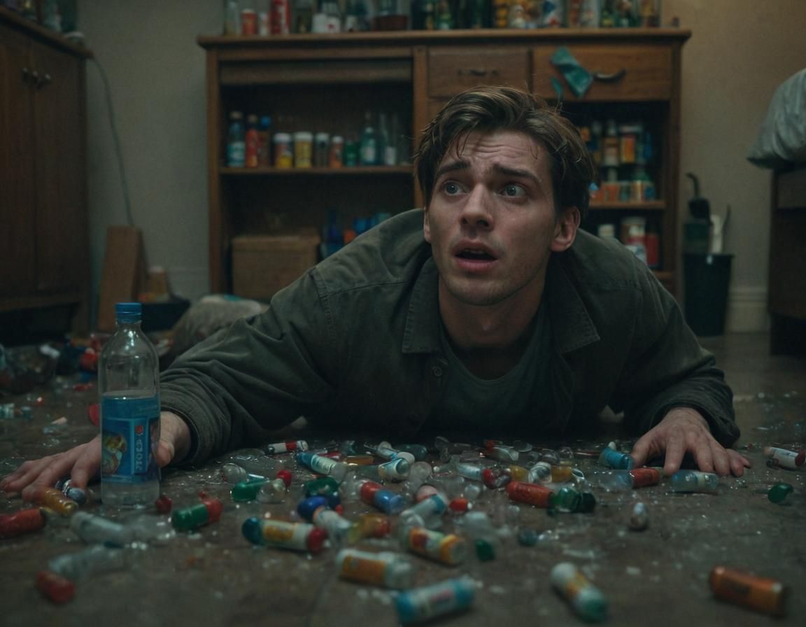 Emotional Realism Scene in a Dimly Lit Flat