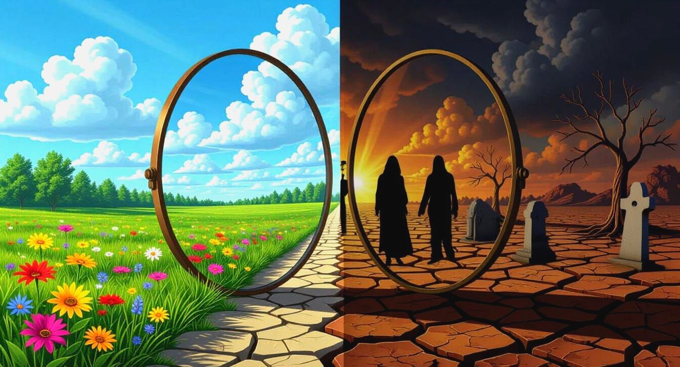 Alternate Reflections of Life and Death in a Split Mirror