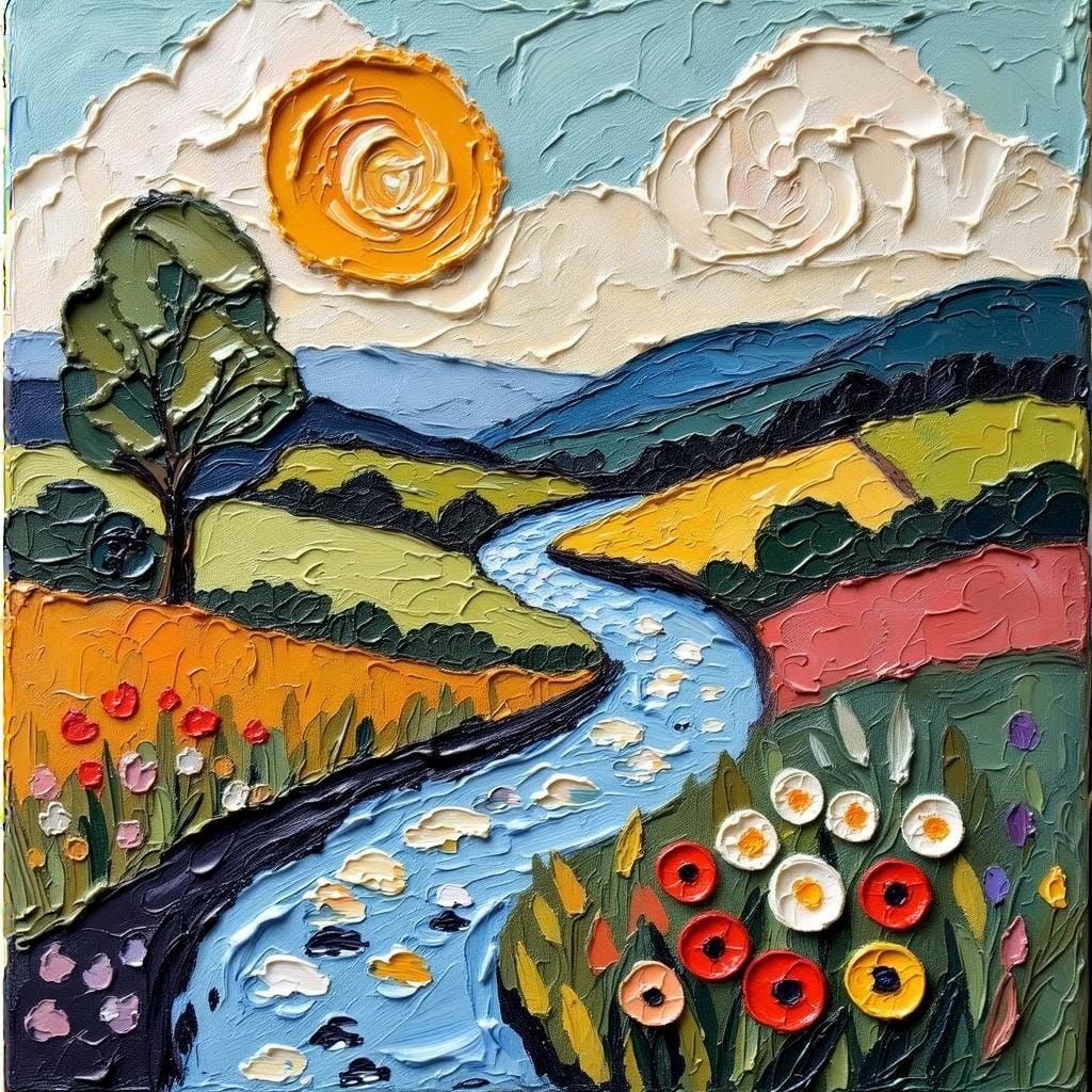 Impasto Landscape in Vibrant Colors
