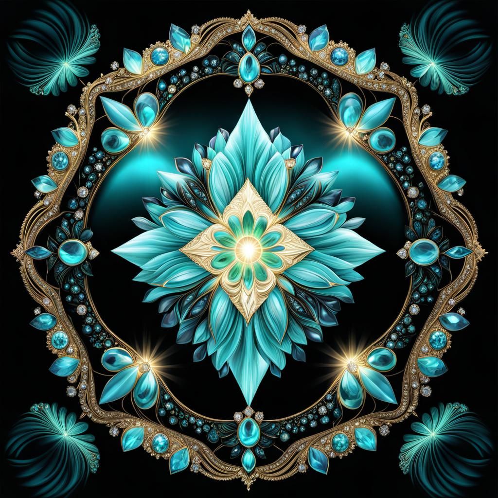 Jesus Christ with Mystic Topaz in Abstract Design