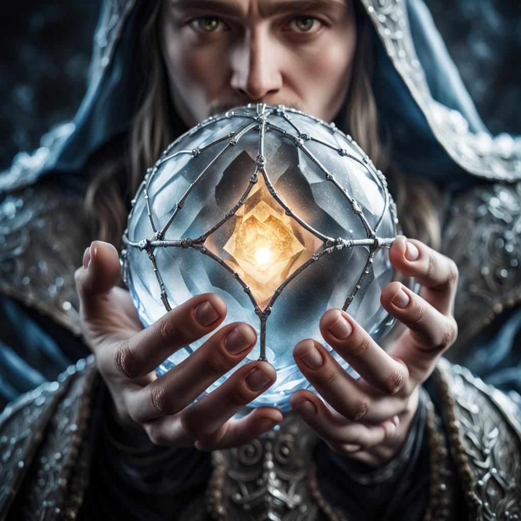 Medieval Portrait with Glowing Orb in Oil Paint