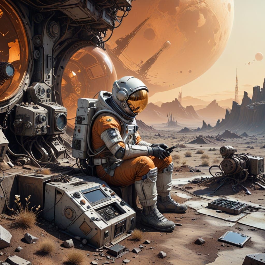 Cosmic Witness: Abandoned Lunar Colony in Reflective Space S...