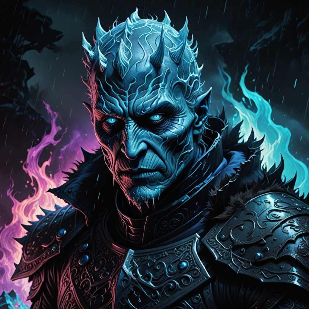 Mysterious Night King of the White Walkers in Icy Blue