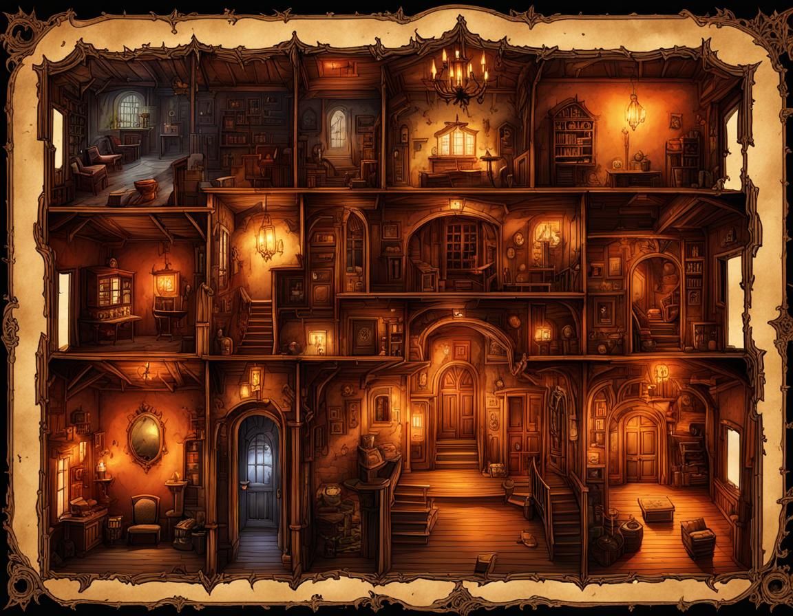 Cutaway View of a Haunted House