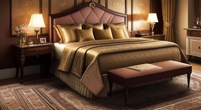 Cottagecore Bedroom with Cat in Art Deco Style