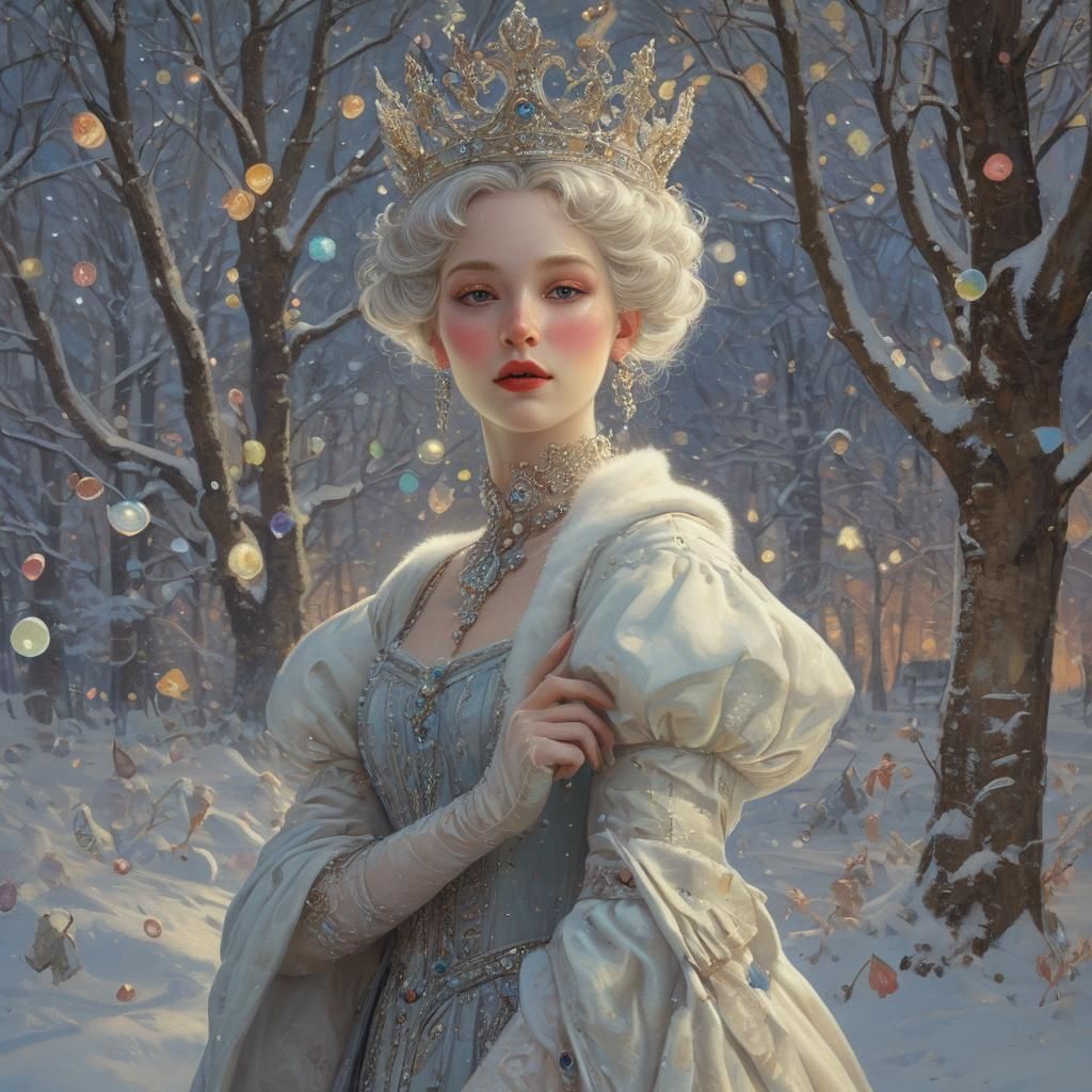 Snow Queen in Whimsical, Hyperrealistic Style