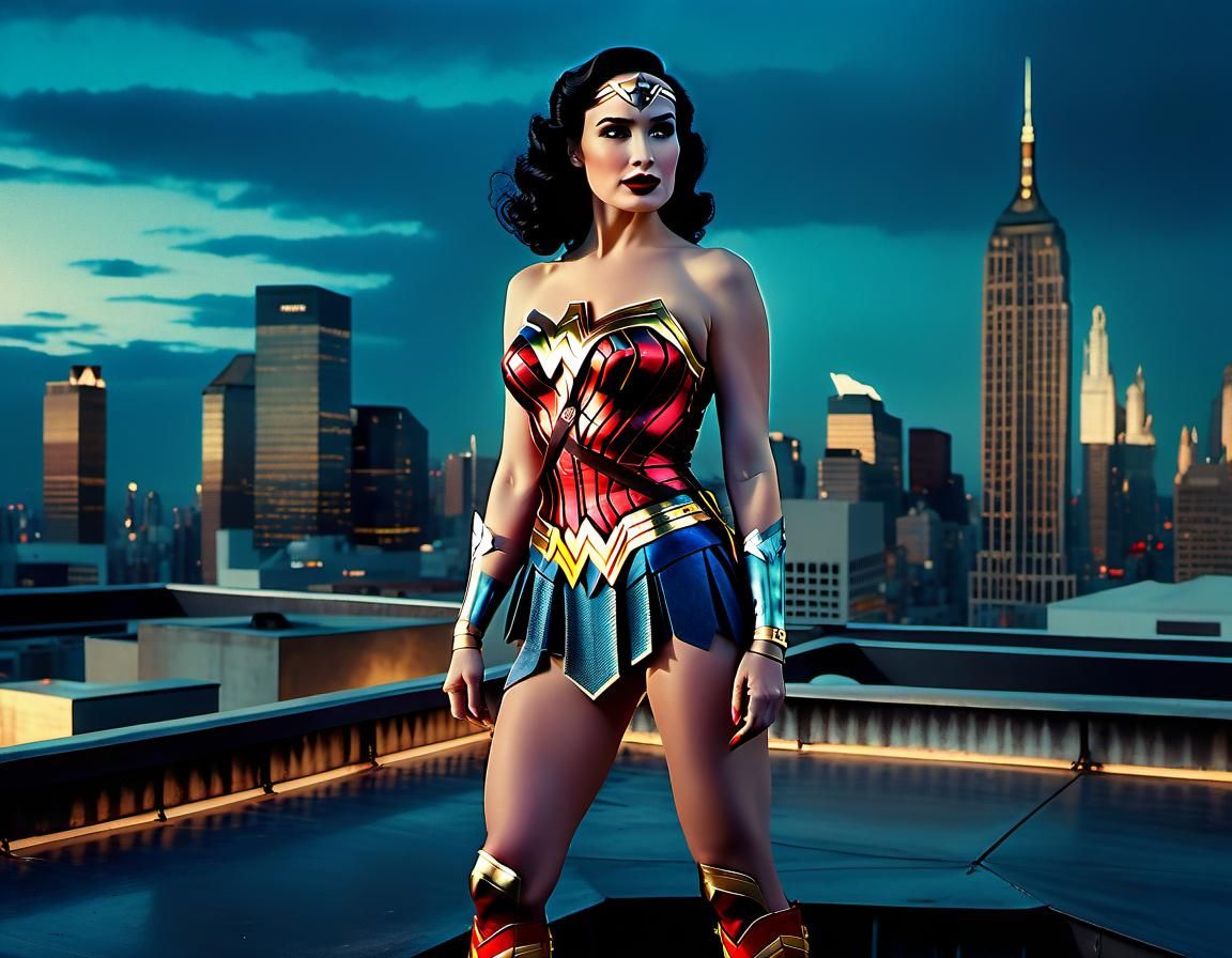 Cinematic Wonder Woman on Rooftop