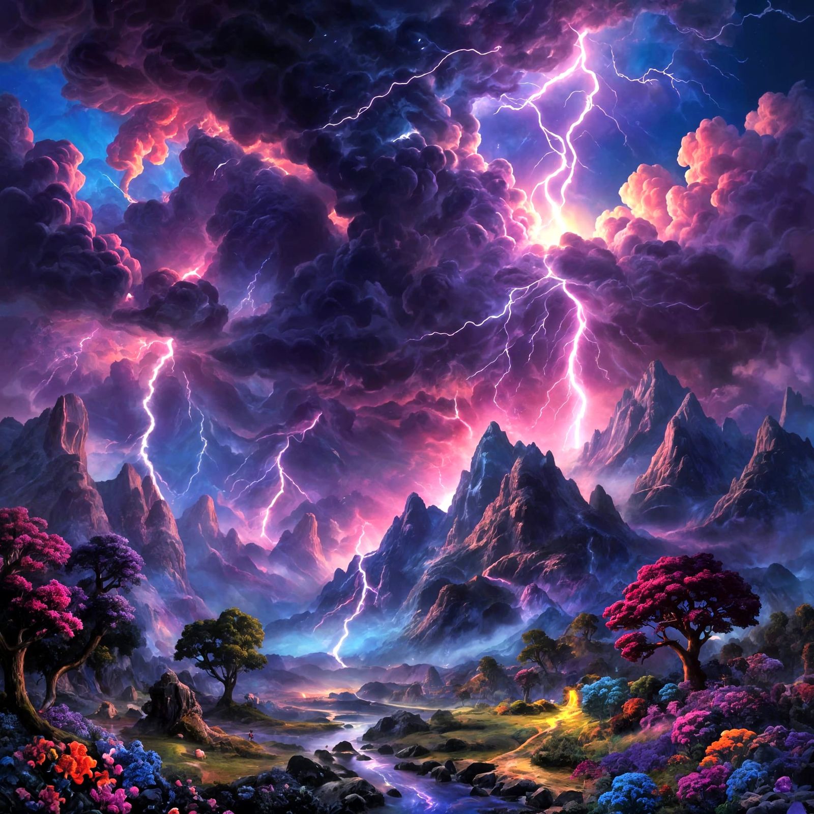 Cosmic Lightning Wonderland Inspired by Fantasy Art