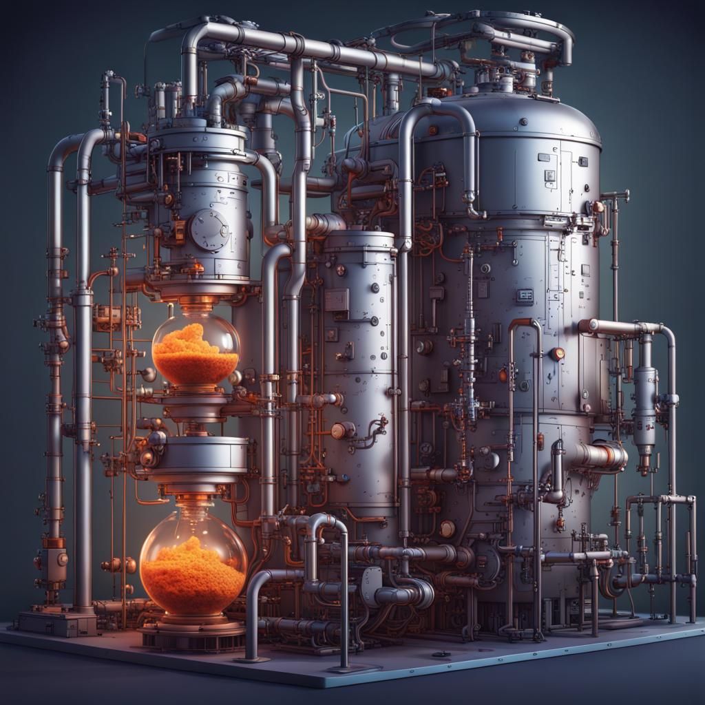 Bioreactor Technical Drawing in Detailed Matte Painting Styl...