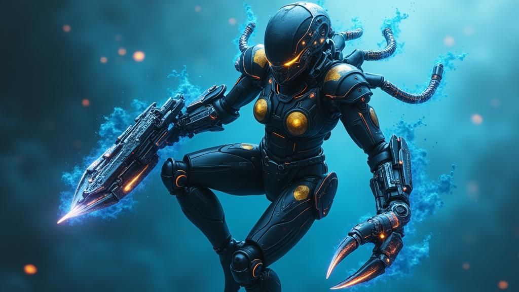 Crab Suit Woman Fusion in High-Tech Style