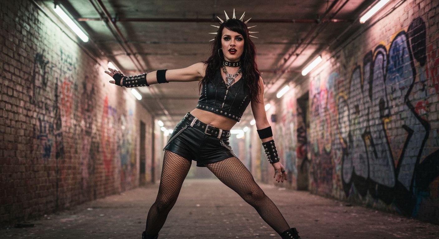 Punk Gyaru Girl in Underground Street Art Scene