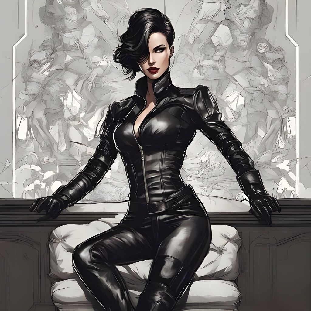 Leather Mistress Portrait in Splash Art Style