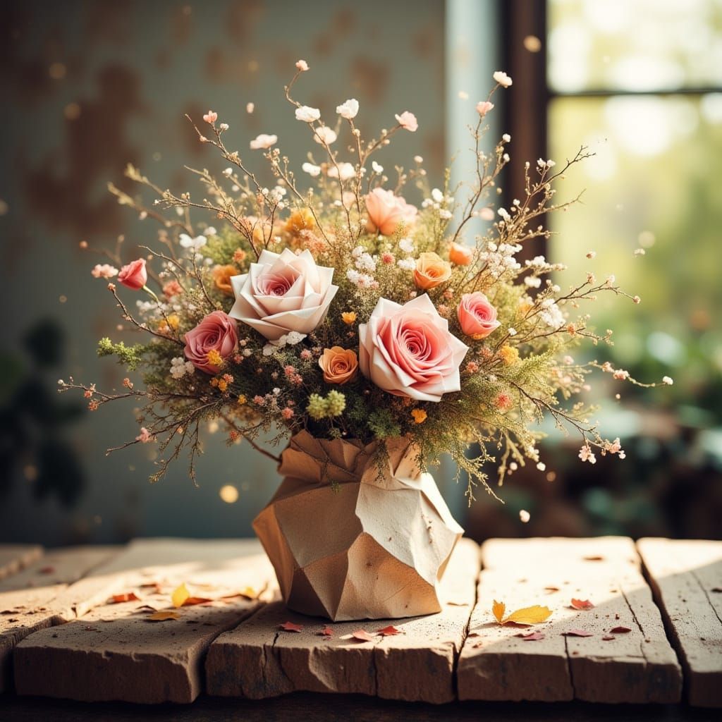 Paper Flower Bouquet in Beatrix Potter Style