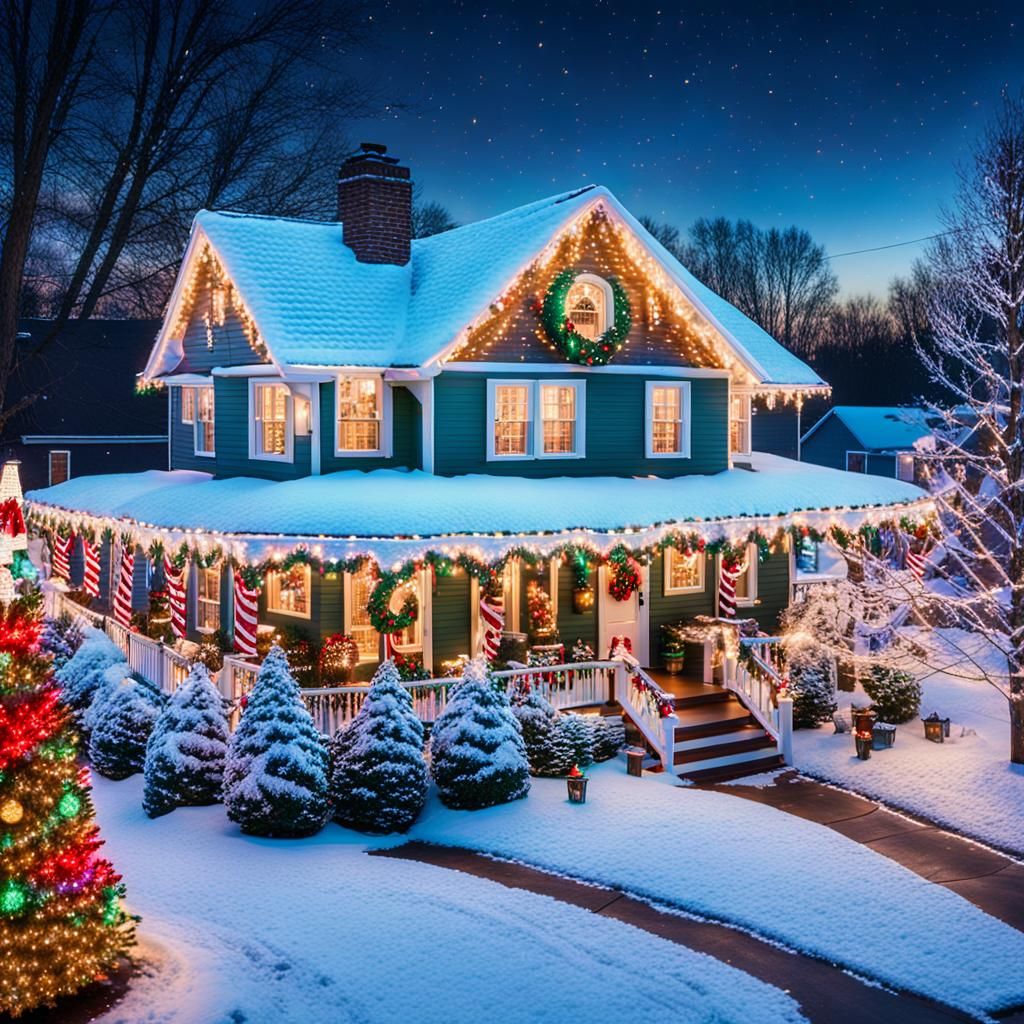 Cozy Winter Wonderland Scene with Christmas Decorations