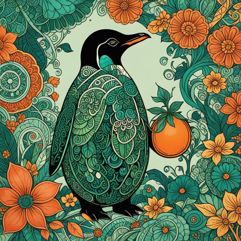 Korean Fusion Art in Vibrant Zentangle Style