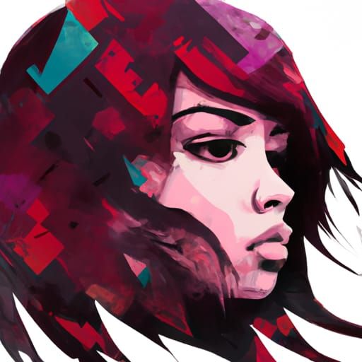 Colorful Graffiti Art of Girl with Red Hair