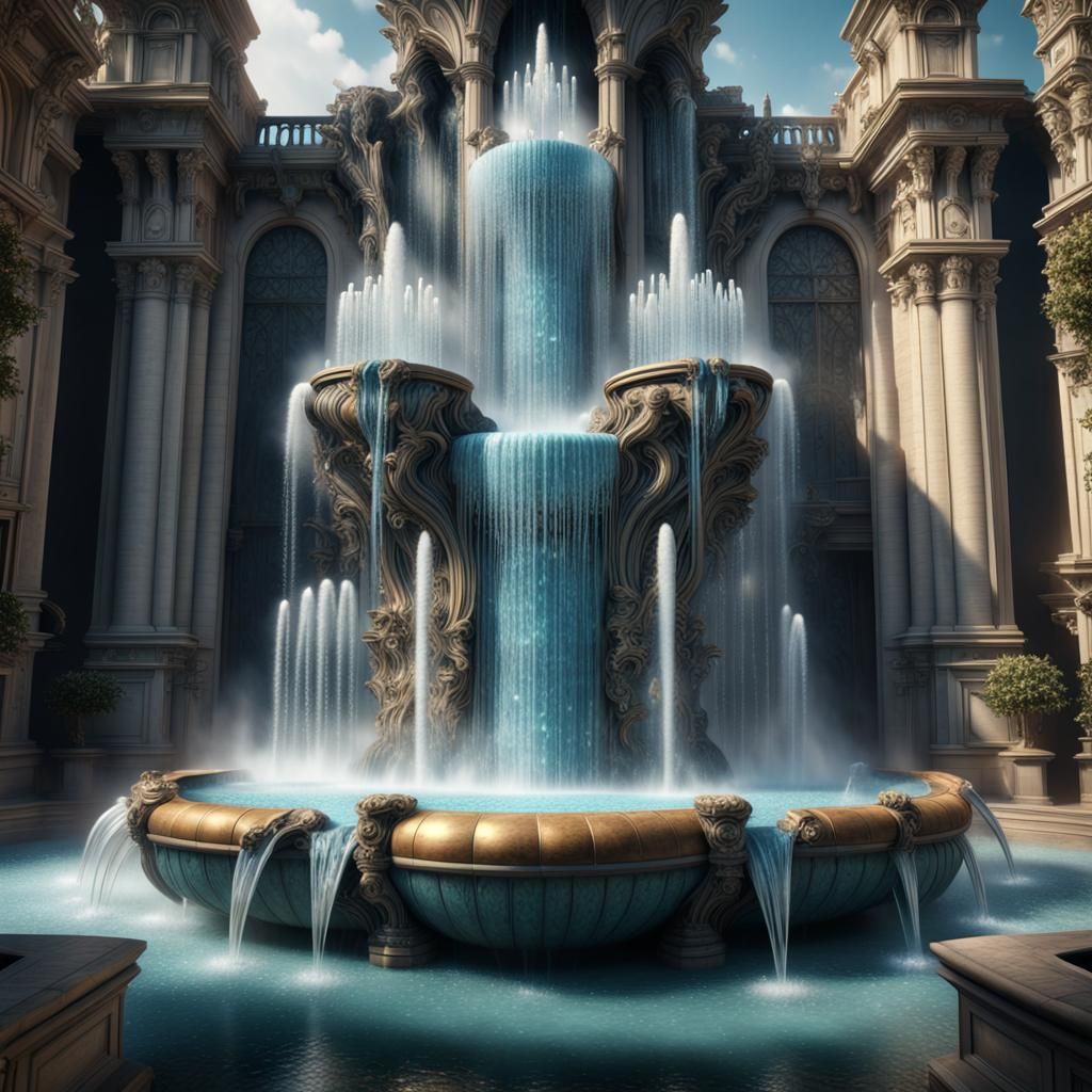 Giant Crystal Water Fountain: Digital Matte Painting