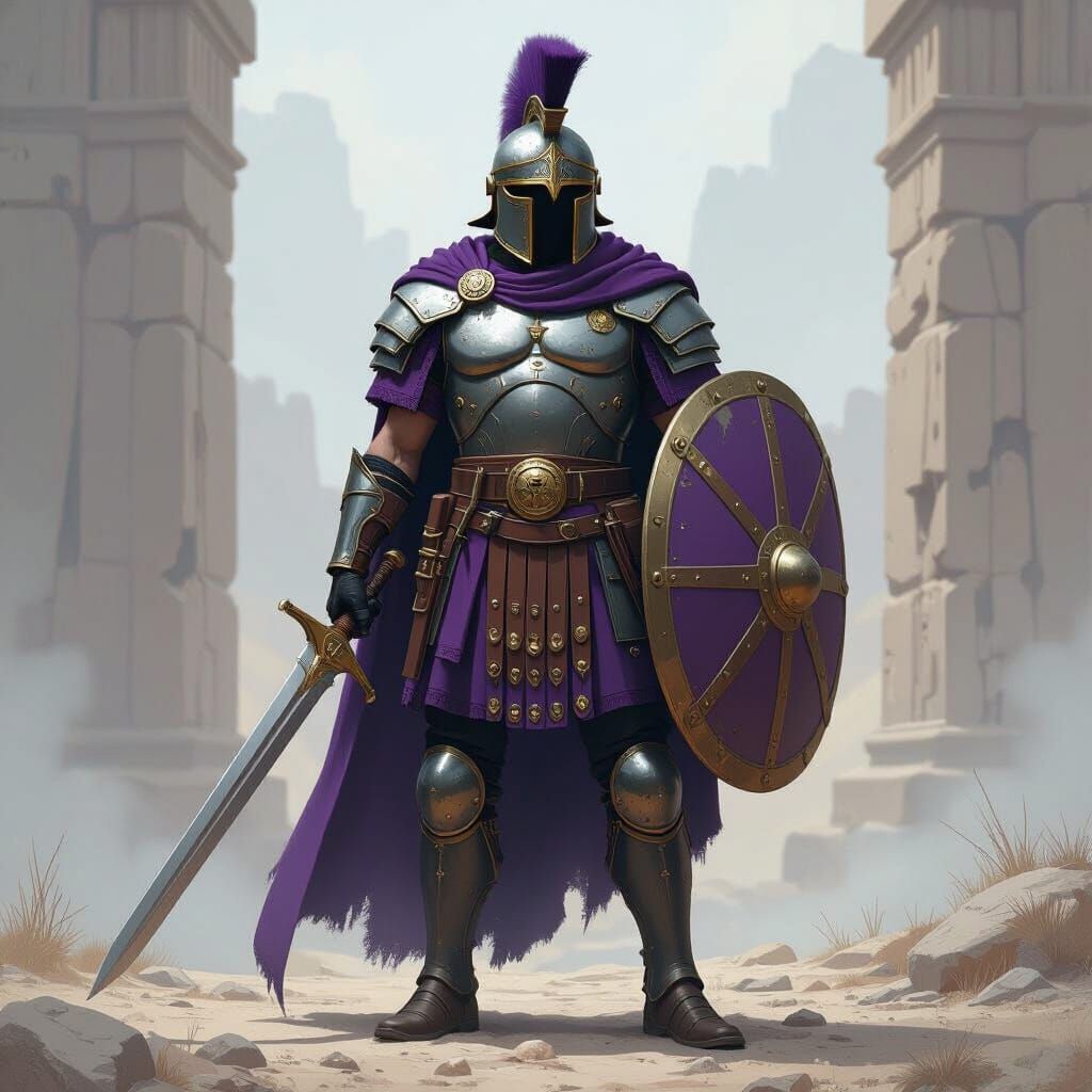 Raven in Roman Armor: Industrial Mystical Digital Art