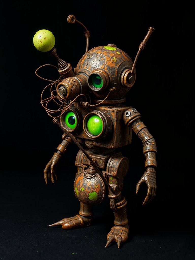 Radioactive Toy: A Surreal Invention in Green on Black