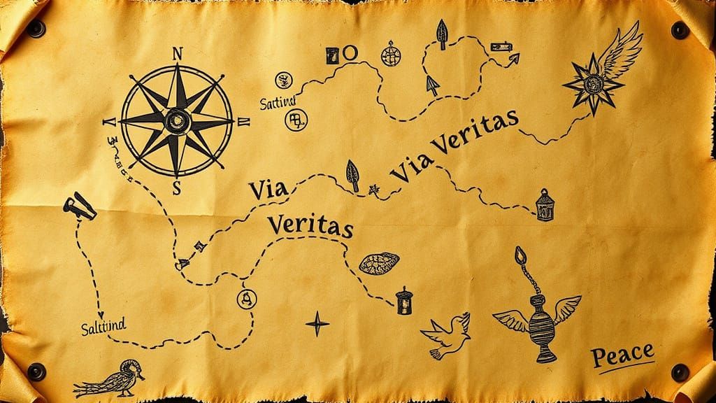 Ancient Treasure Map in Weathered, Parchment Style