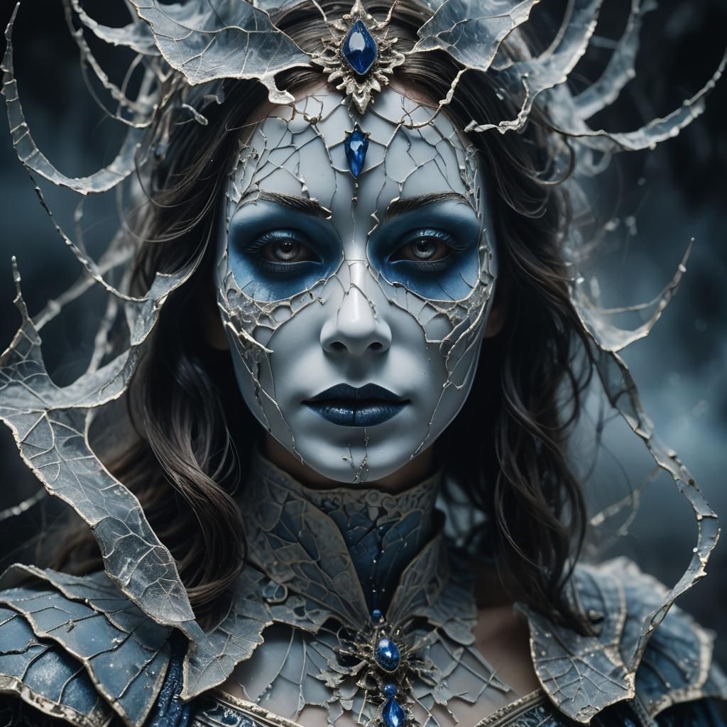 Eerie Porcelain Mask in Dark Surrealism