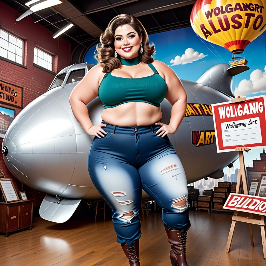 Curvy Woman with Blimp Sign: Wolfgang Art Studio