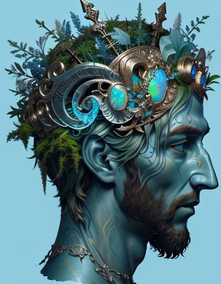 Ancient Grecian Ghost Portrait with Opal Crown