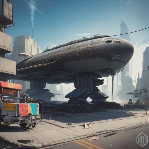 Dieselpunk Officer Girls and Futuristic Airship