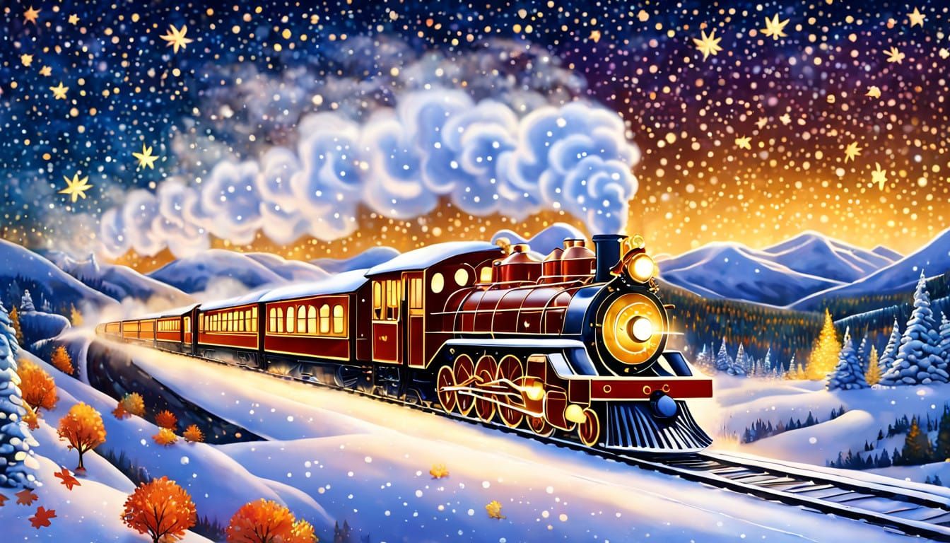 Majestic Steam Train Unfurls Under Celestial Canvas