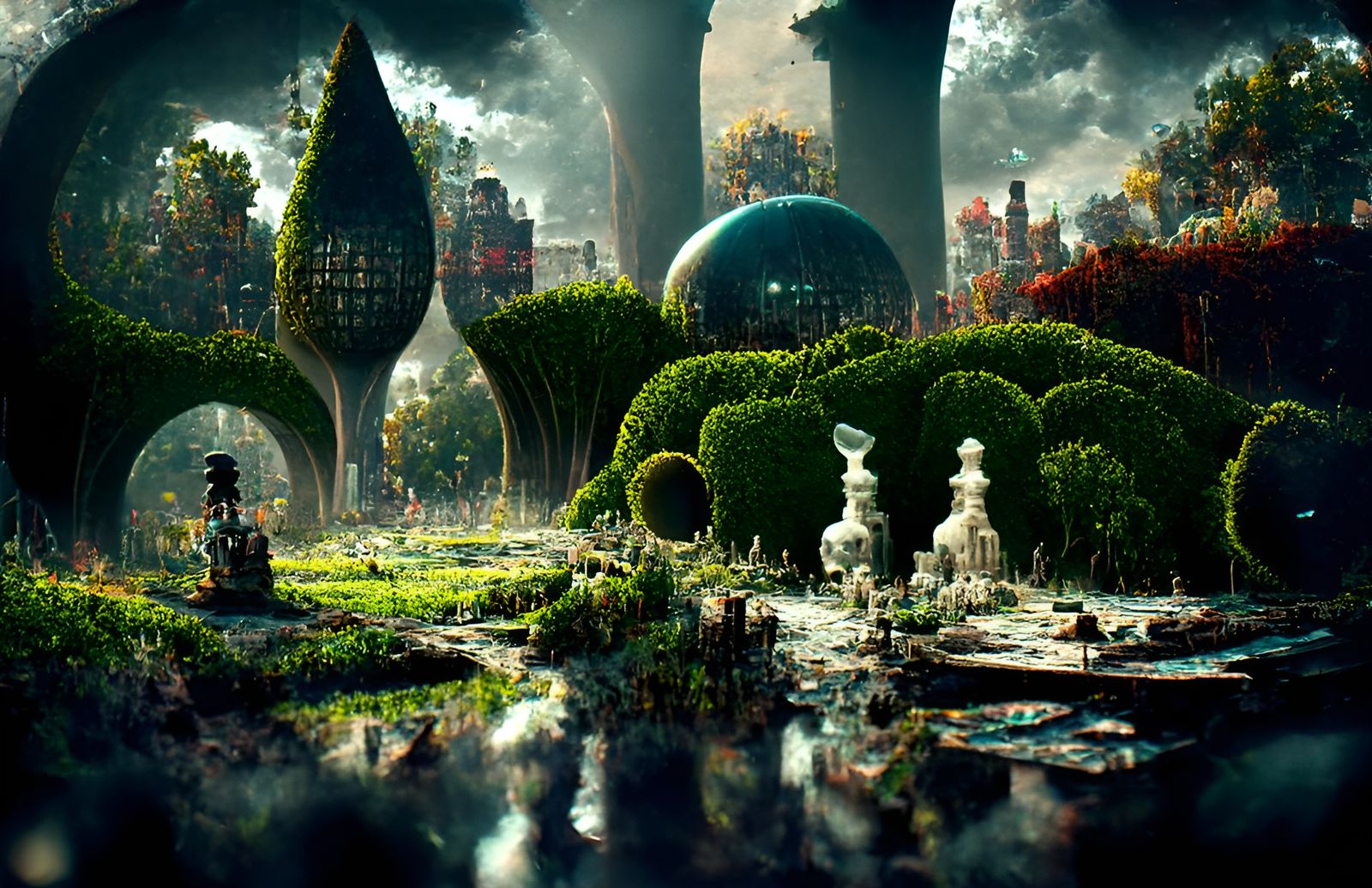 Ecopunk Alice in Wonderland Landscape, Digital Art