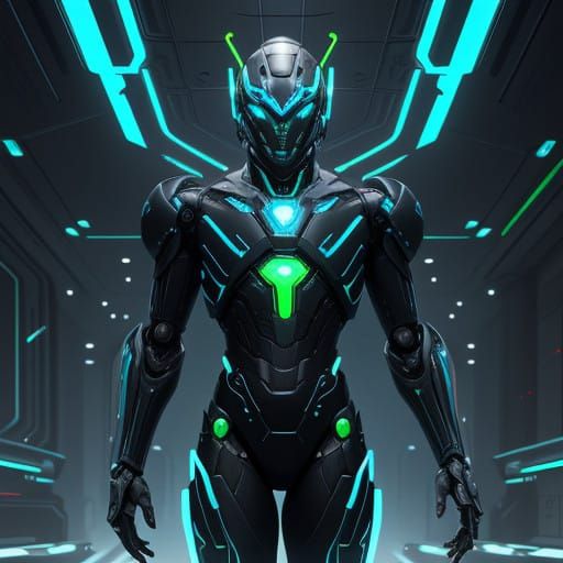Cybernetic Exosuit in Industrial Design Style