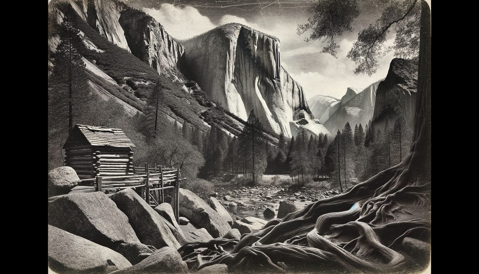 Yosemite National Park Landscape in Classic Black and White ...