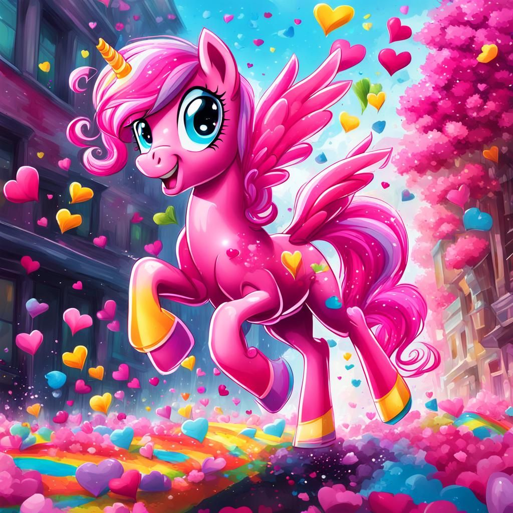 Pinkie Pie on Rainbow in Graffiti Street Art